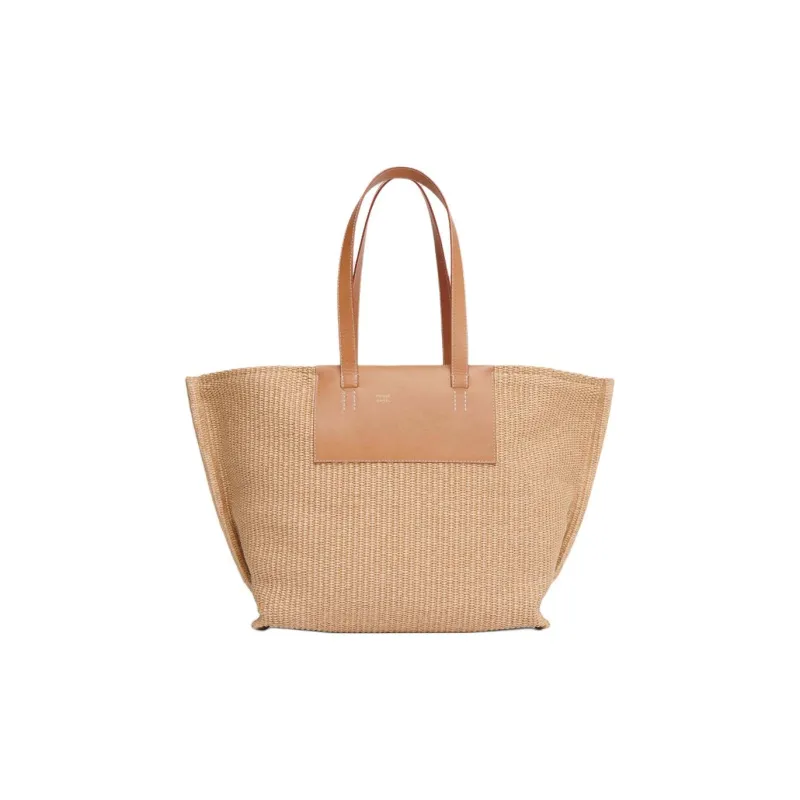 MANSUR GAVRIEL Raffia With Plant Tanned Leather Tote Bag Shopping Bag Handbag Women's Natural-0