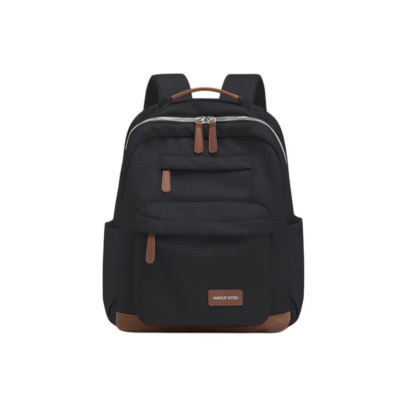 MAKEUP KITTEN Fabric Backpack Large Size Unisex Black-0