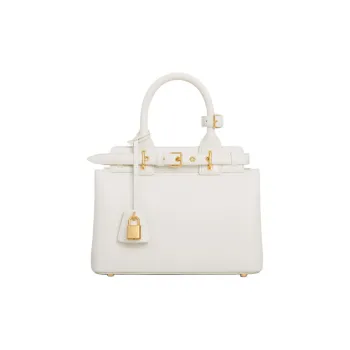 CELINE Soft Cow Leather Shoulder Bag Crossbody Bag Handbag Women's White