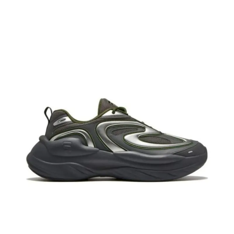 FILA FUSION BUZZARD Meteor Shoes Cushioned Slip Resistant Lightweight Low Top Chunky Sneakers Men's Gray Silver-1