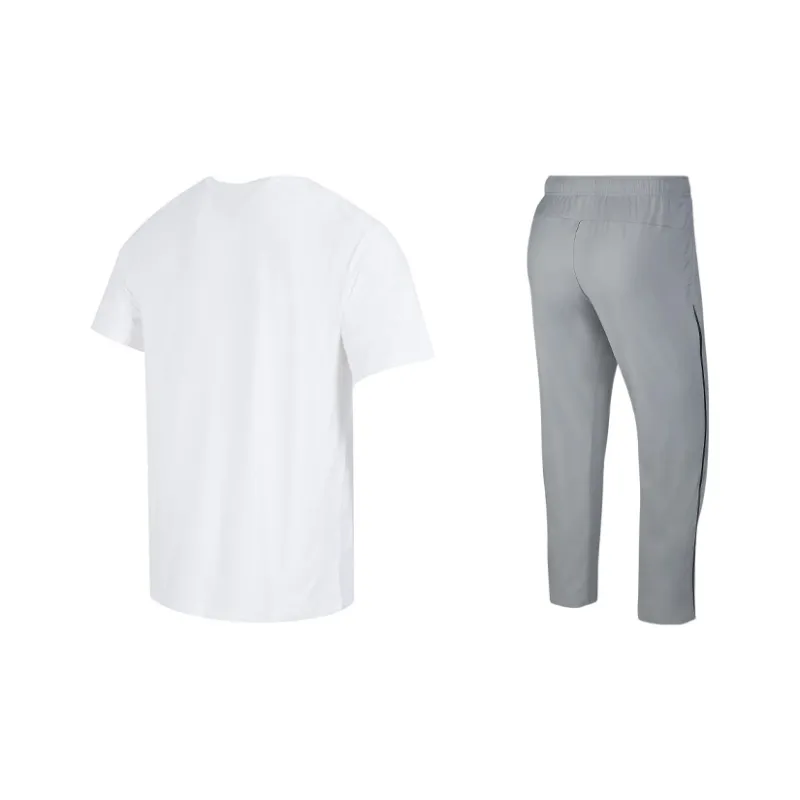 Nike Casual Sportswear Men Set White T-Shirt+Gray Pants-1