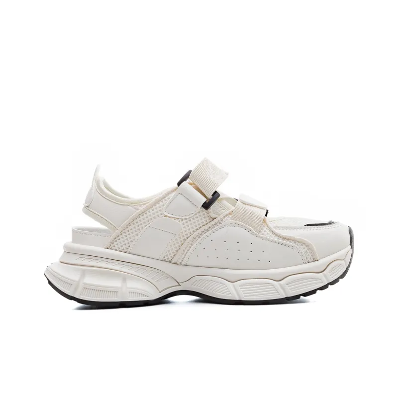 RENBEN Breathable Lightweight Height Increasing Low Top Chunky Sneakers Women's Beige Black-1