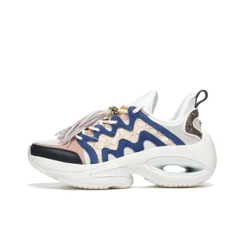 LI-NING 1990 Heart Dance Anti-Slip Wear-Resistant Low-Top Chunky Sneakers Women's White Blue Pink