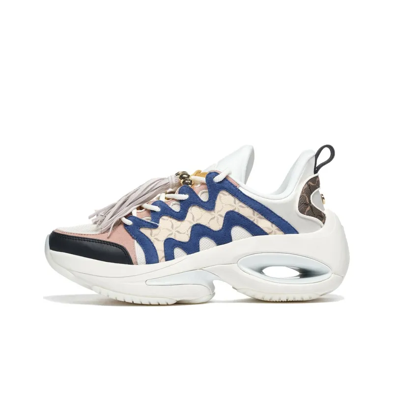 LI-NING 1990 Heart Dance Anti-Slip Wear-Resistant Low-Top Chunky Sneakers Women's White Blue Pink-0