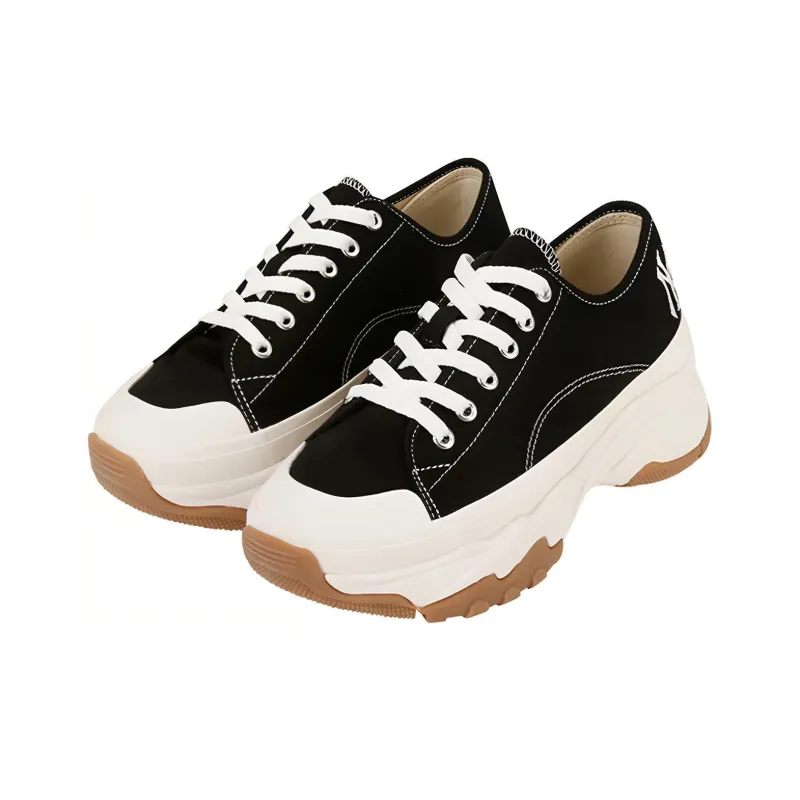 MLB Chunky High Low New York Yanker Anti Slip Wear Resistant Low Top Canvas Shoes Unisex Black-1