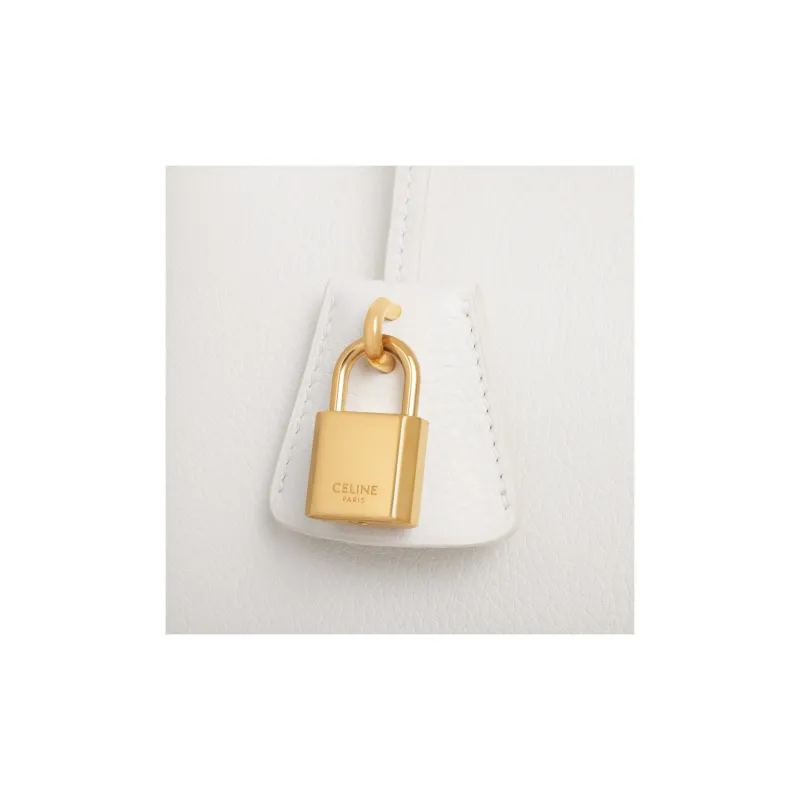 CELINE Soft Cow Leather Shoulder Bag Crossbody Bag Handbag Women's White-4