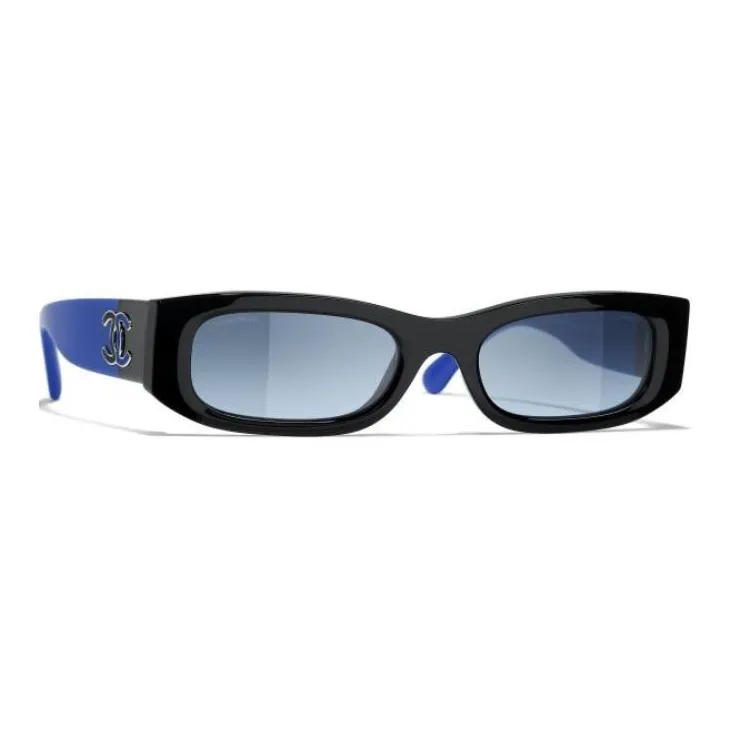 CHANEL Rectangular Sunglasses Unisex Blue-1