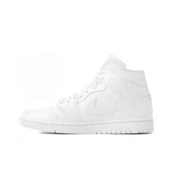 JORDAN 1 Mid Triple White Patent Swoosh Women's