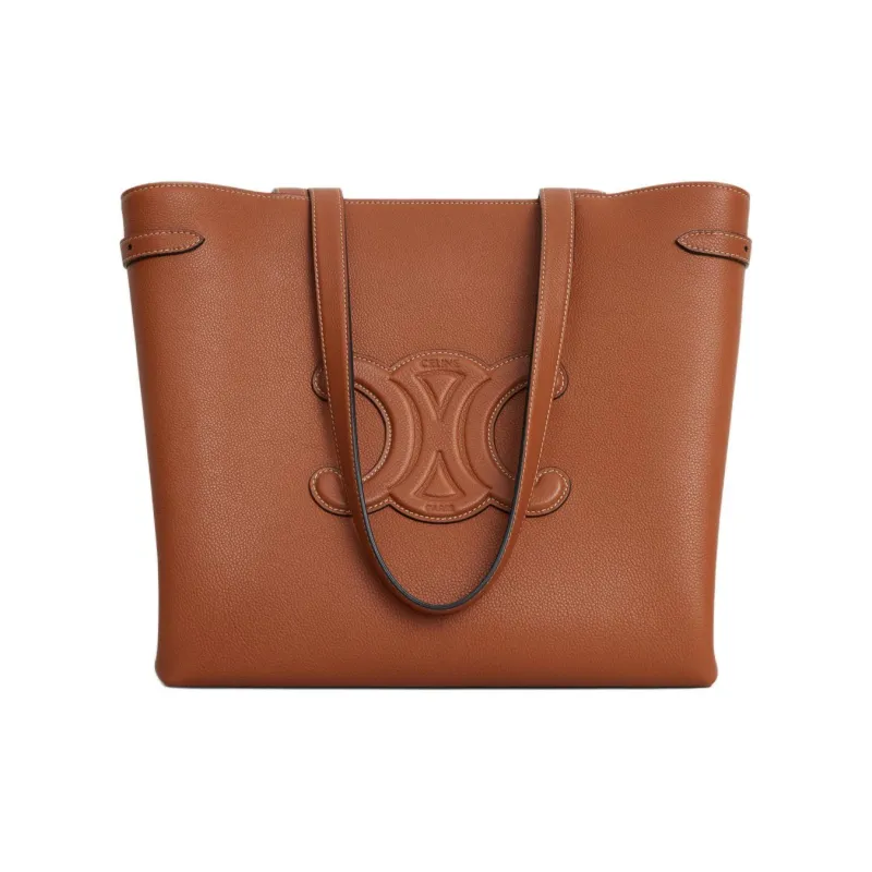 CELINE Cabas Grained Calfskin Tote Bag Shopping Bag Shoulder Bag Handbag Women's Tawny-1