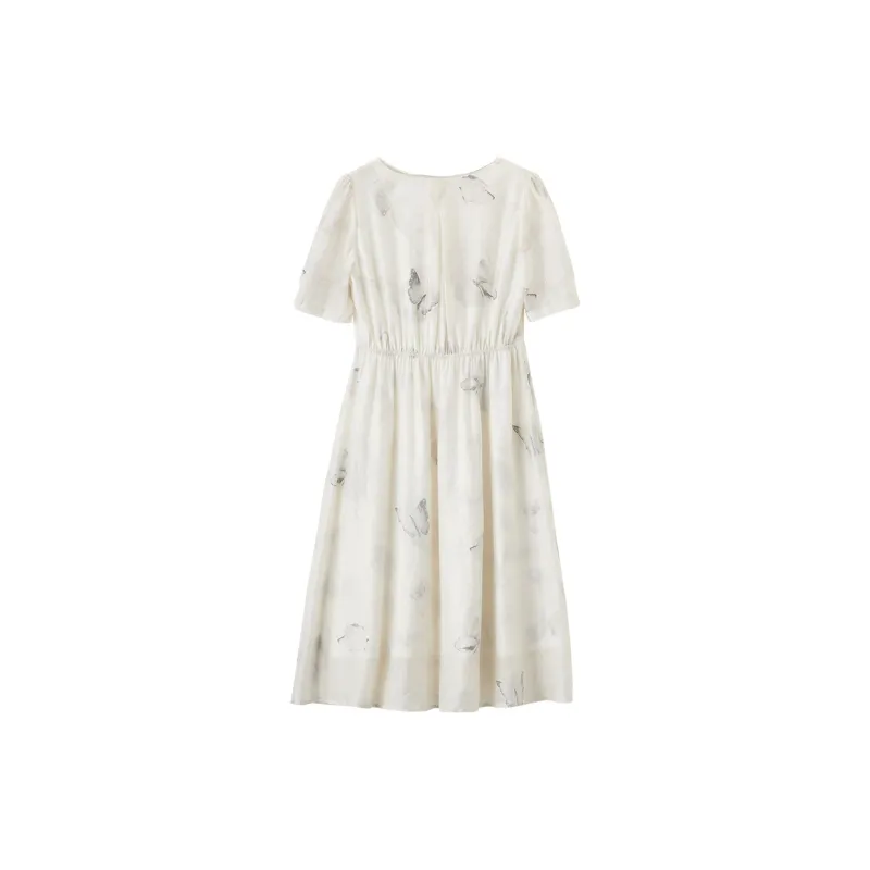 XIANGYING Short Sleeved Dresses Women's Beige-1
