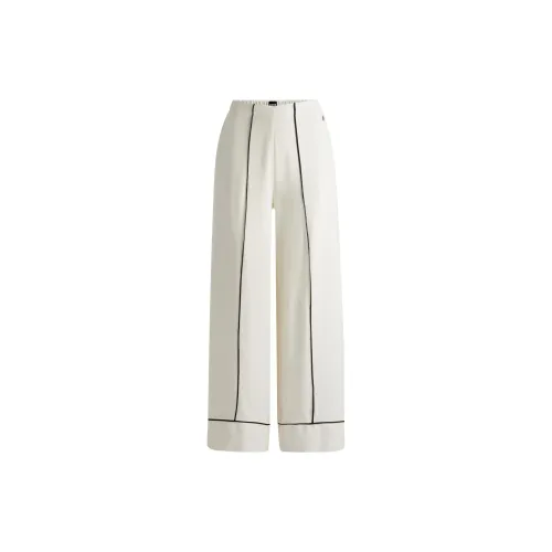 HUGO BOSS Pyjama Bottoms With Double B Monogram And Contrast Piping Casual Pants Women's White