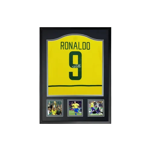 Three For 2002 World Cup Brazil Champions Ronaldo's Autographed Soccer Jersey Framed With Certificate
