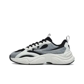 FILA FUSION Conch Cushioned Anti Slip Wear Resistant Breathable Lightweight Low Top Casual Shoes Men's Black Gray Color