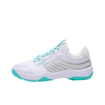 KUMPOO Colored Glaze Cushioning Wear Resistant Low Top Badminton Shoes Unisex White Green