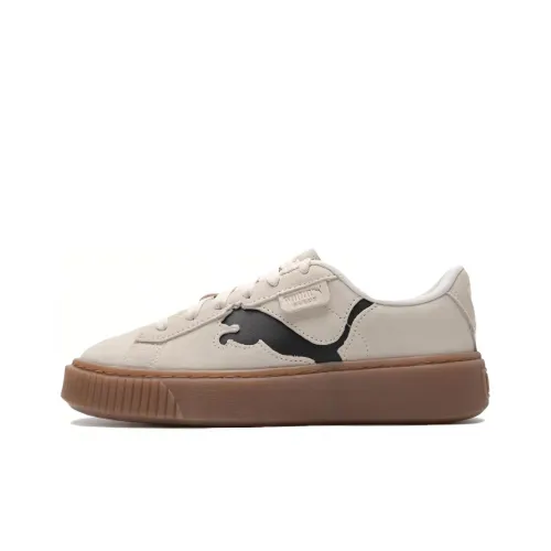 PUMA Skateboard Shoes Women's Low-Top Beige/Black