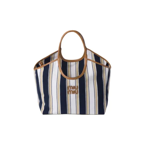 MIU MIU Canvas With Fabric Canvas Bag, Tote Bag, Shopping Bag, Handbag Women's Blue & Sand