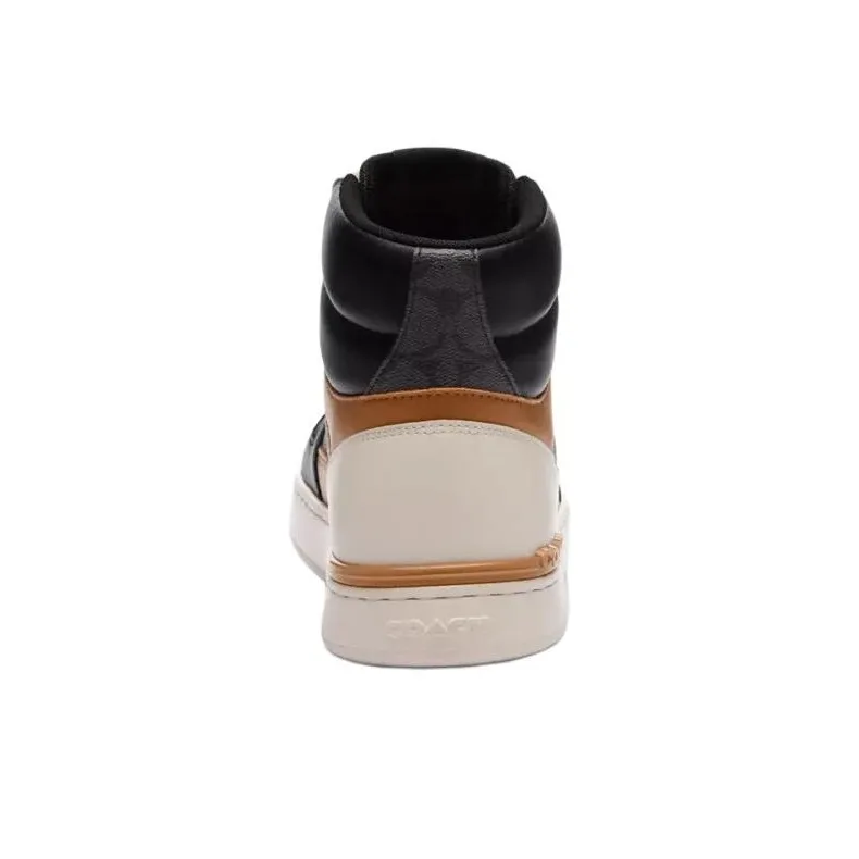 COACH Clip Court High-Top Skateboard Shoes Men's Black-4