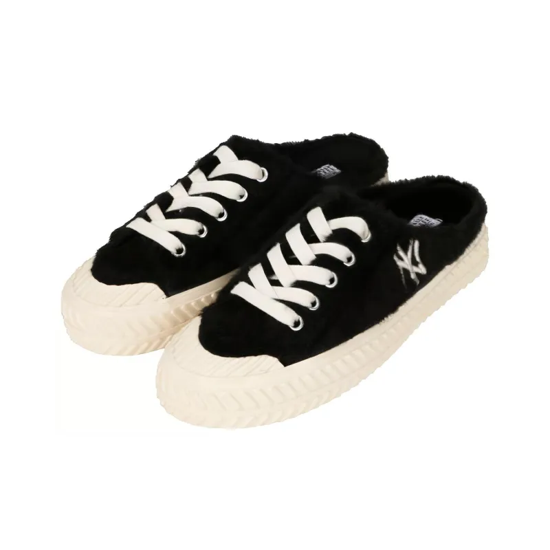 MLB Playball Mule Wear-Resistant Warm Lightweight Low-Top Canvas Shoes Unisex Black Korean Style-2