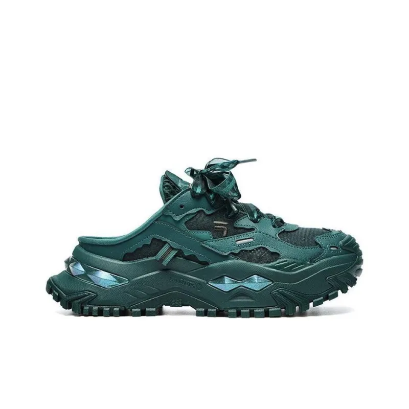 FILA FUSION BIANCO Hard Candy Wear Resistant Slip Resistant Low Top Casual Shoes Women's Forest Green-1