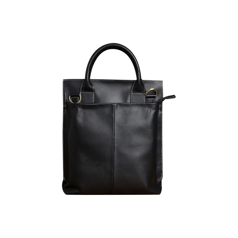 DOSRFINI Imported First Layer Of Cowhide Handbag Regular Men's Black-2