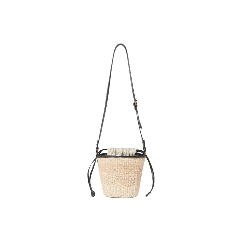 Stella McCartney Raffia Fiber Shoulder Bag Crossbody Bag Women's Natural Beige & Black-2
