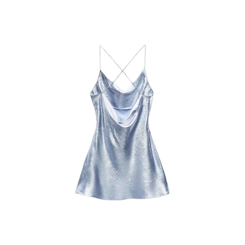 ZARA Slip Dress Women's Light Blue-1
