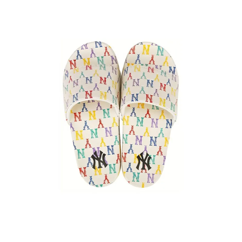 MLB MONOGRAM Reading Collection Abrasion Resistant Slide Slippers Unisex White-3