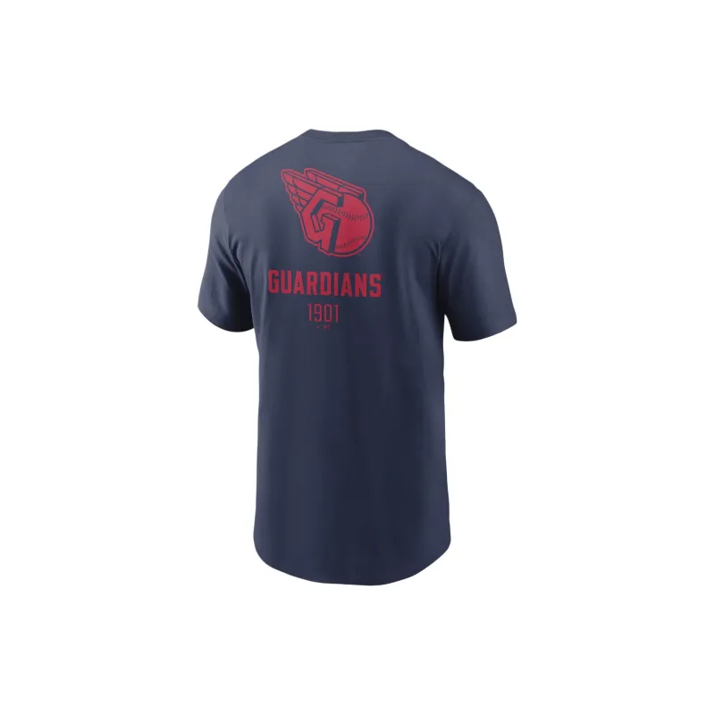 Nike MLB Collaboration Cleveland Guardians Large Logo Back Stack T-Shirt Cleveland Guardians Men's Marine Blue-1
