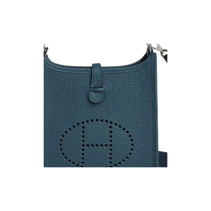 HERMES Evelyne Clemence Leather Shoulder Bag Crossbody Bag Unisex 7P Bleu De Prusse Prussian Blue-4