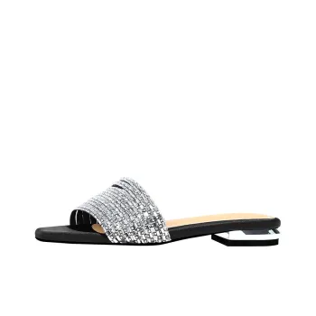 WUDASHU Slide Slippers Women's Black/Champagne/Silver