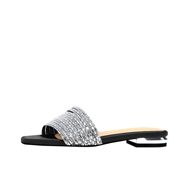 WUDASHU Slide Slippers Women's Black/Champagne/Silver-0