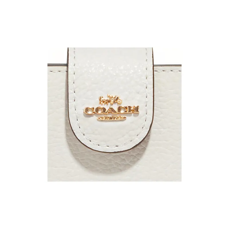 COACH Accordion Card Case Pebbled Leather Coin Purses Card Holders Mini Women's White & Light Multicolor-3