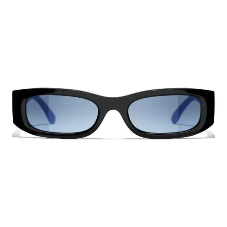 CHANEL Rectangular Sunglasses Unisex Blue-2