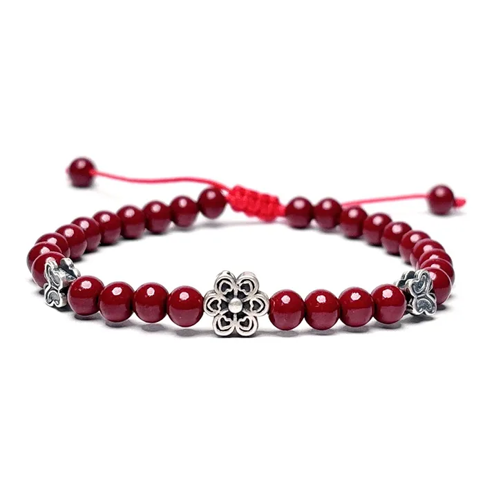 MOUNTAINS AND MANS Reconstructed Cinnabar Auspicious Fortune Beaded Bracelet Unisex-3
