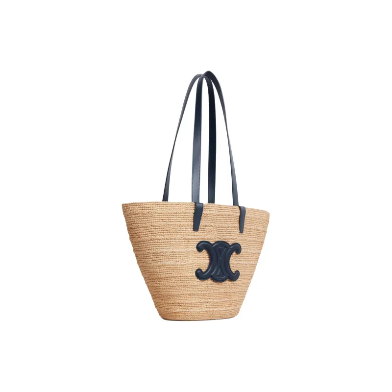 CELINE Raffia Handbag, Shoulder Bag Women's Marine Blue-2