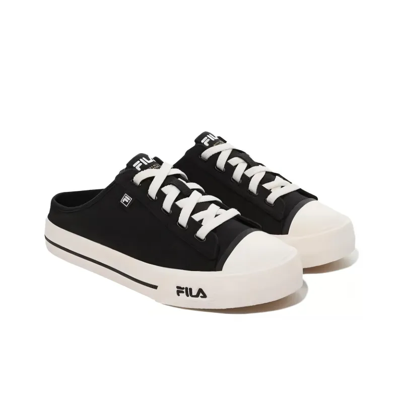 FILA Como V2 Anti Slip Wear Resistant Low Top Canvas Shoes Unisex Black White-3