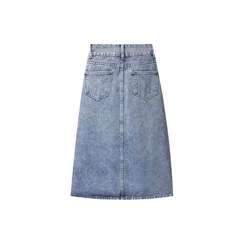 Concubine Zhu Denim Long Skirt Women's Black-4