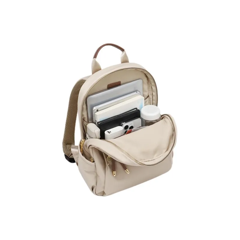MAKEUP KITTEN Nylon Fabric Backpack Large Size Women's Khaki-8