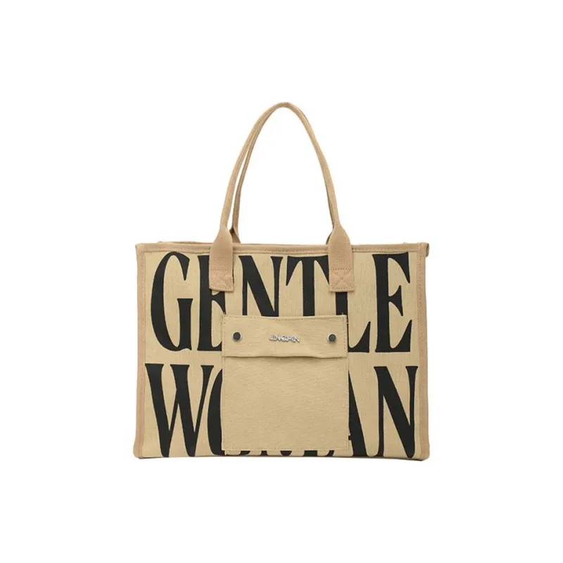ALOENEY Canvas Tote Bag, Shopping Bag, Mommy Bag, Canvas Bag, Underarm Bag, Shoulder Bag Women's Gray/Khaki/Black/Ecru-4