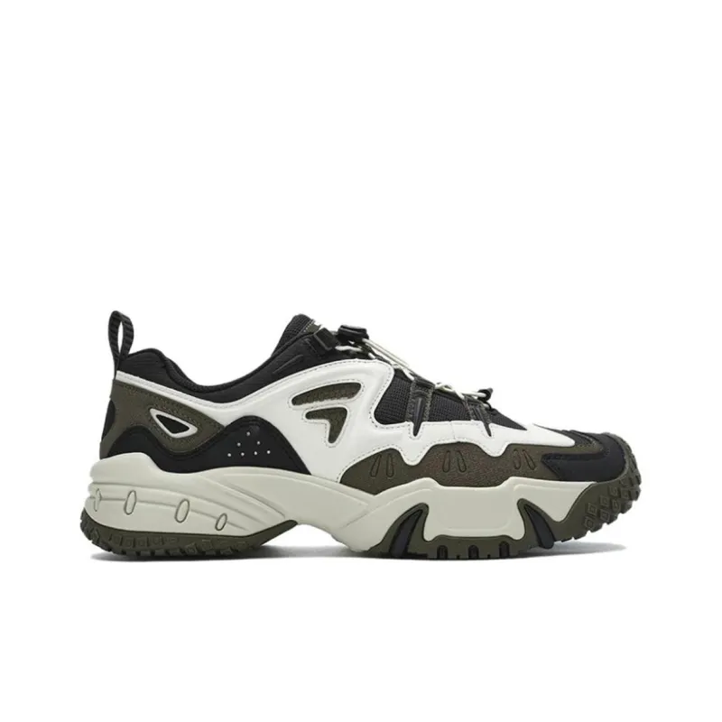 FILA FUSION KRIPTONITE Cushioned Wear Resistant Moisture Wicking Low Top Casual Shoes Men's White Black Brown-1