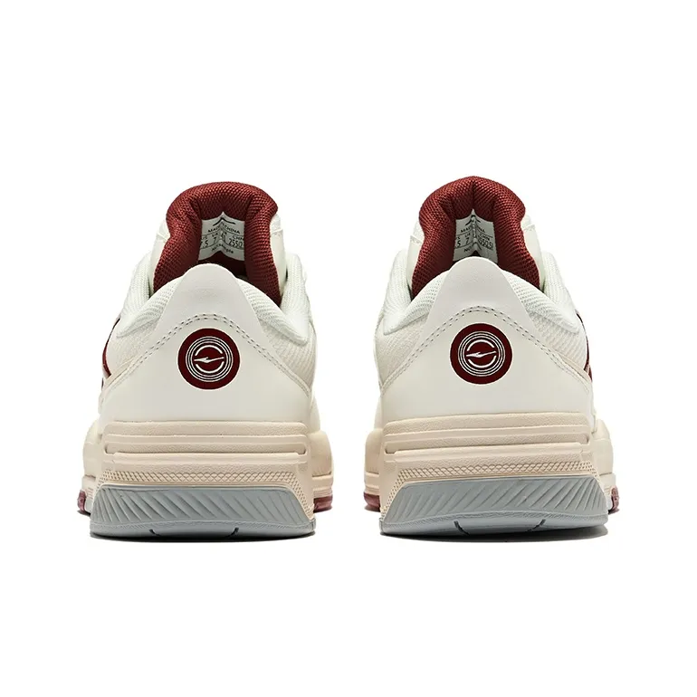 Erke Basi 2.0 Anti Slip Wear Resistant Low Top Skateboard Shoes Men's Microcrystal White Bordeaux Red-4