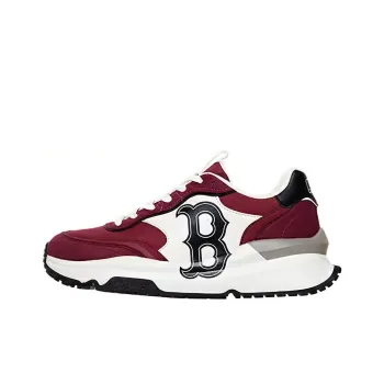 MLB Chunky Runner Anti Slip Wear Resistant Low Top Running Shoes Unisex Burgundy