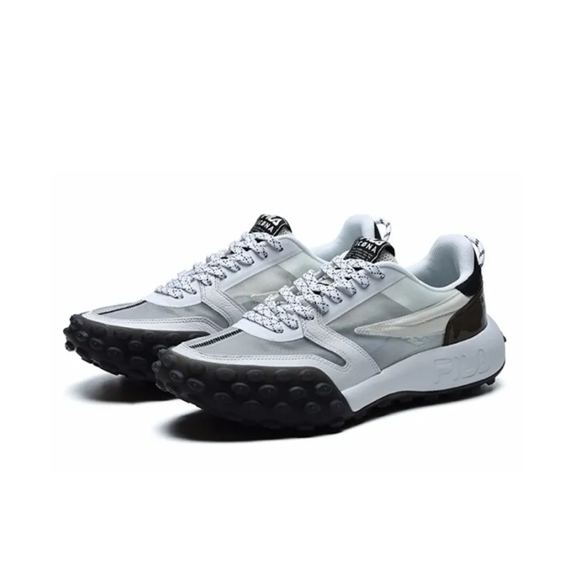 FILA Gara Cushioning Anti Slip Wear Resistant Breathability Low Top Chunky Sneakers Men's Cloud Dancing White-3