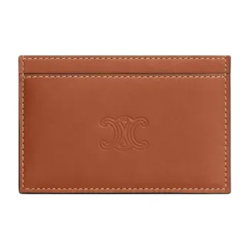 CELINE Cow Leather Card Holder Men's Tawny