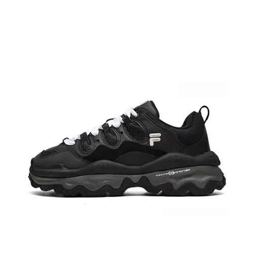 FILA FUSION QD96 Cushioning Anti Slip And Wear Resistant Low Top Chunky Sneakers Women's Black