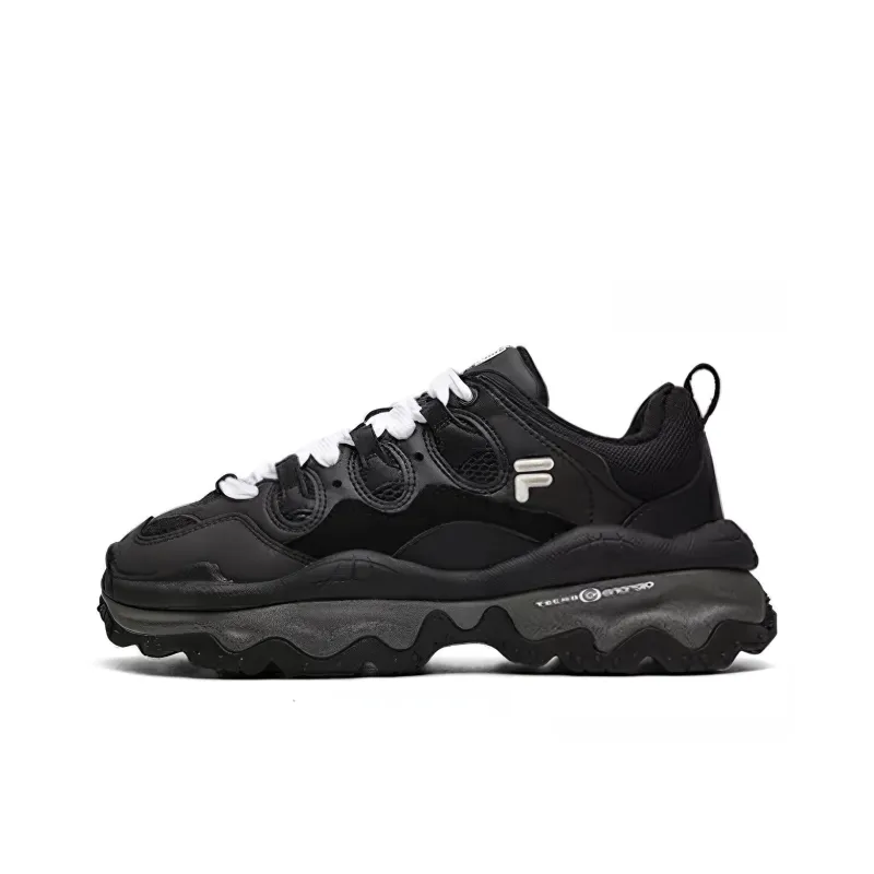 FILA FUSION QD96 Cushioning Anti Slip And Wear Resistant Low Top Chunky Sneakers Women's Black-0
