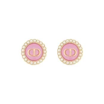 DIOR Metal Stud Earrings Women's Pink