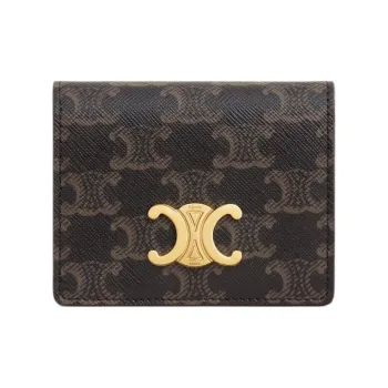 CELINE Sheepskin Card Holder Women's Tawny