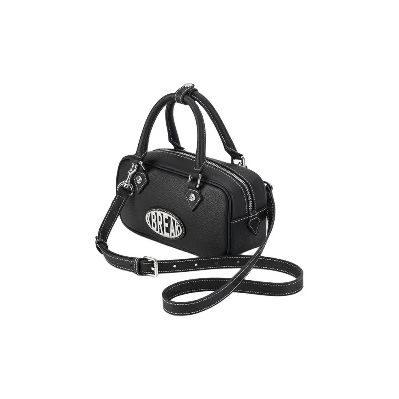 Xbreak Togo Calfskin Boston Bag, Shoulder Bag, Crossbody Bag, Handbag Medium Size Women's Black-0