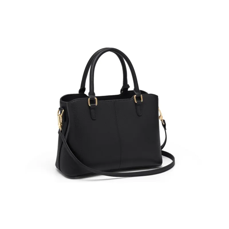 Simvay Clos Cow Leather With Synthetic Leather Mom's Handbag Shoulder Bag Tote Medium Size Women's Black/Ecru-3